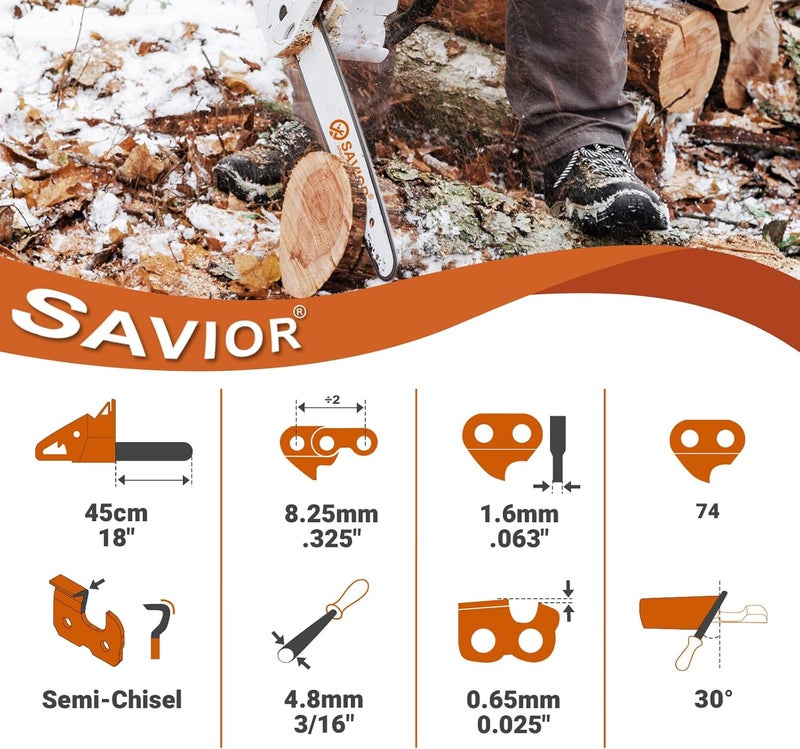 Savior 2Pack 18 Inch Chainsaw Chain L74 .063" Gauge .325" Pitch for Stihl MS271 MS290 MS291 MS261 MS260 MS310 026 028 029 024 031 3689 005 0074 Replacement 26 RM3 74, 22BPX074G - Image 2